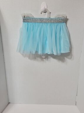 Garanimals 12M Baby Girl Blue Tulle Tutu Skirt w/ Built-In Bloomers Silver Waist